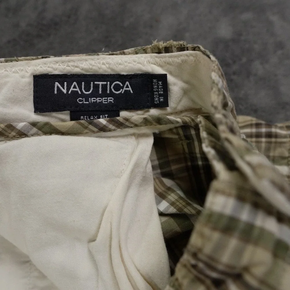 VTG Nautica Clipper Cargo Shorts Men 35 Plaid Relaxed Fit Cotton NS-83 Hong Kong